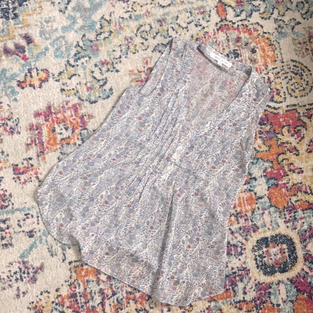 Rose + Olive, NWOT, small pale blue, sparkly sheer blouse-tank